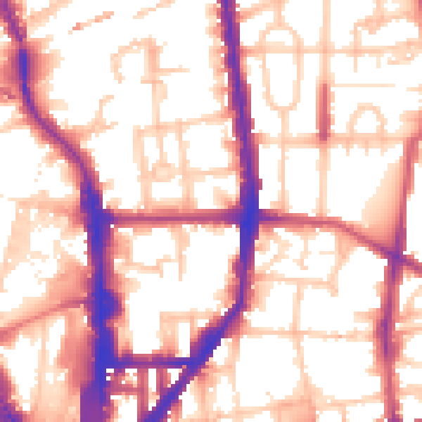 Daytime road noise heatmap for N1 0AR