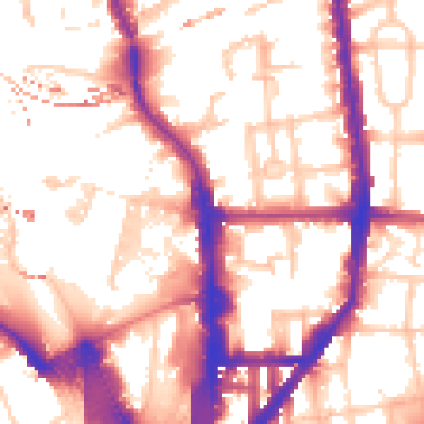 Daytime road noise heatmap for N1 0AW