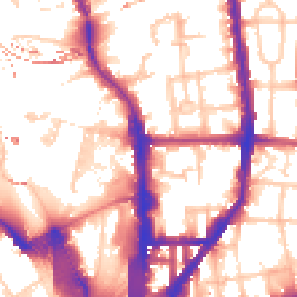 Daytime road noise heatmap for N1 0AX