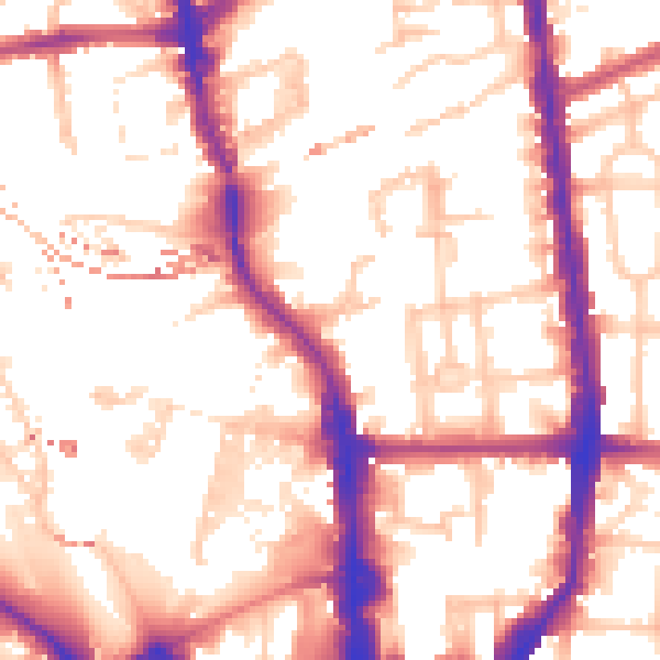 Daytime road noise heatmap for N1 0AZ