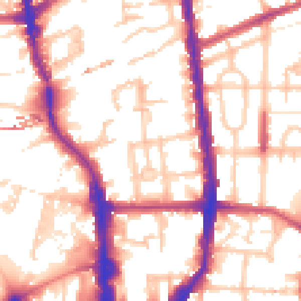 Daytime road noise heatmap for N1 0BA