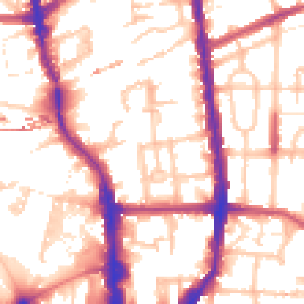 Daytime road noise heatmap for N1 0BB