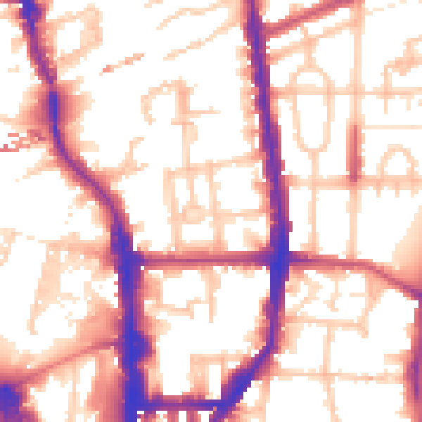 Daytime road noise heatmap for N1 0BT