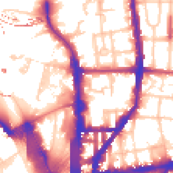 Daytime road noise heatmap for N1 0BU