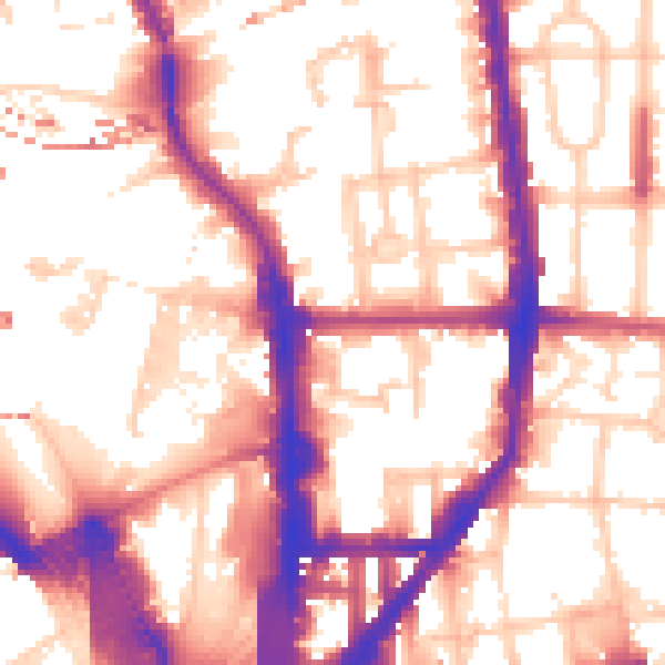 Daytime road noise heatmap for N1 0BY