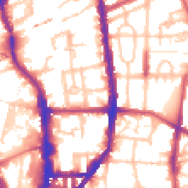 Daytime road noise heatmap for N1 0BZ