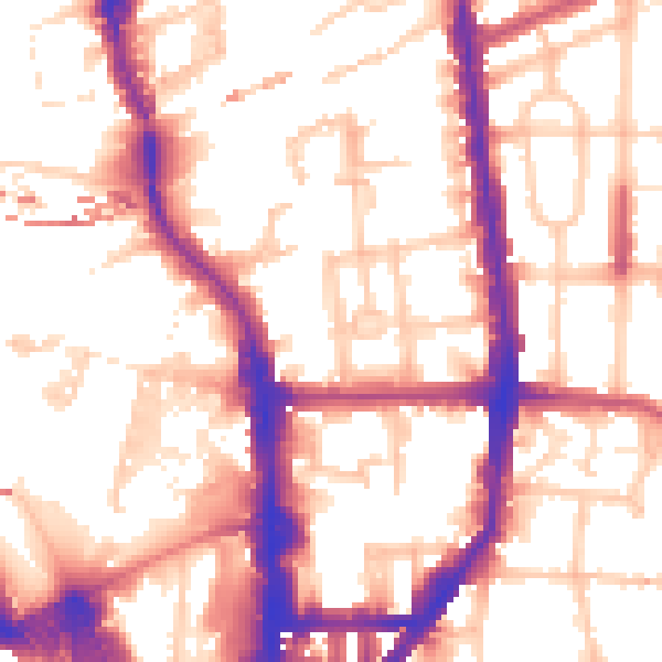 Daytime road noise heatmap for N1 0DA