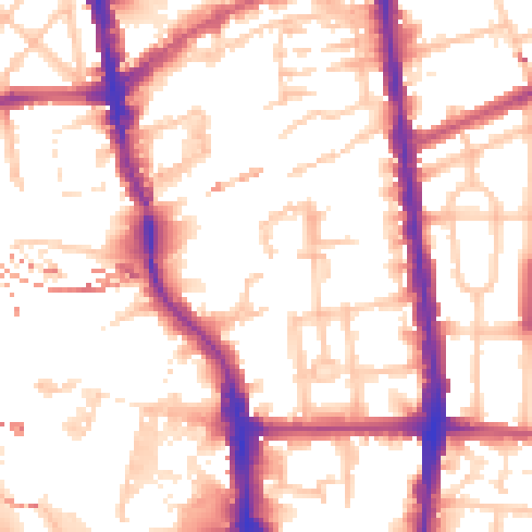 Daytime road noise heatmap for N1 0DE