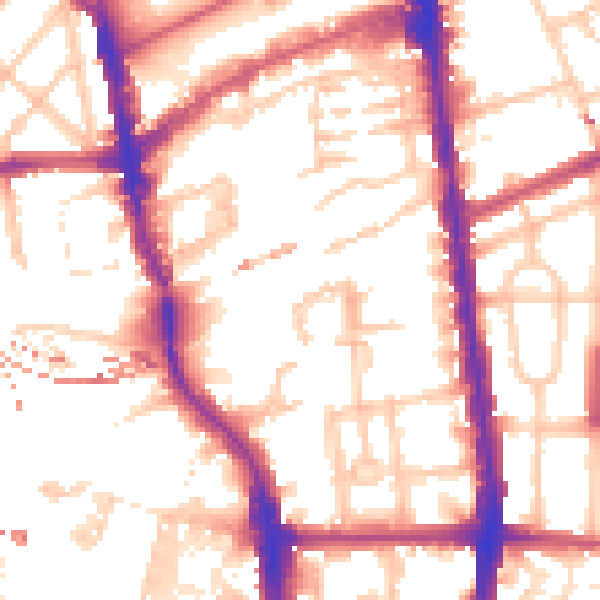 Daytime road noise heatmap for N1 0DF