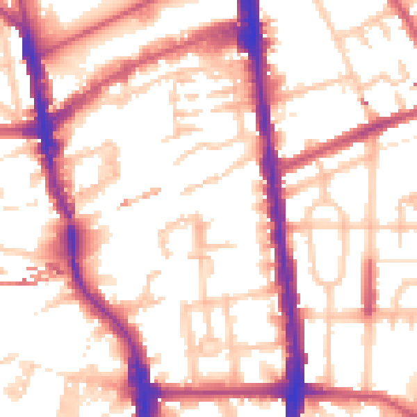 Daytime road noise heatmap for N1 0DP