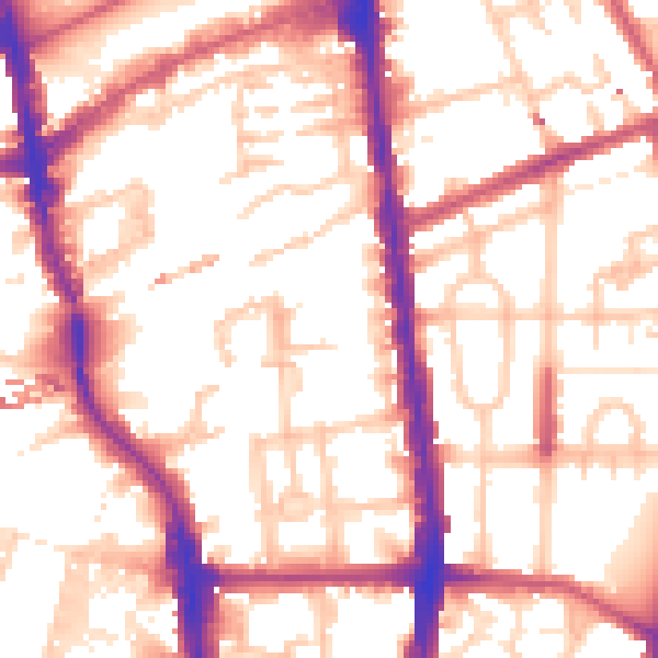 Daytime road noise heatmap for N1 0DQ