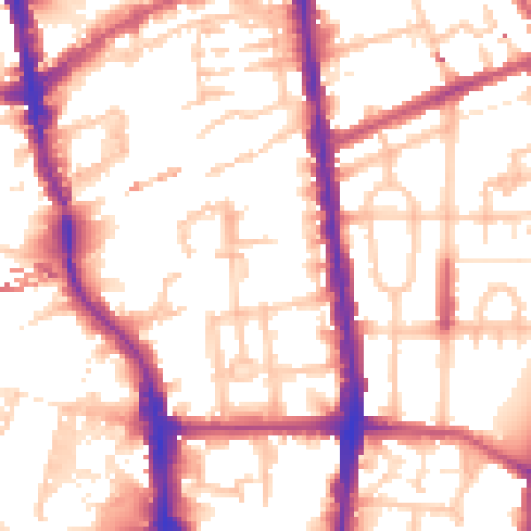 Daytime road noise heatmap for N1 0DR