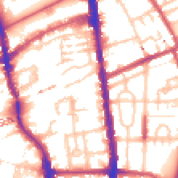 Daytime road noise heatmap for N1 0DS