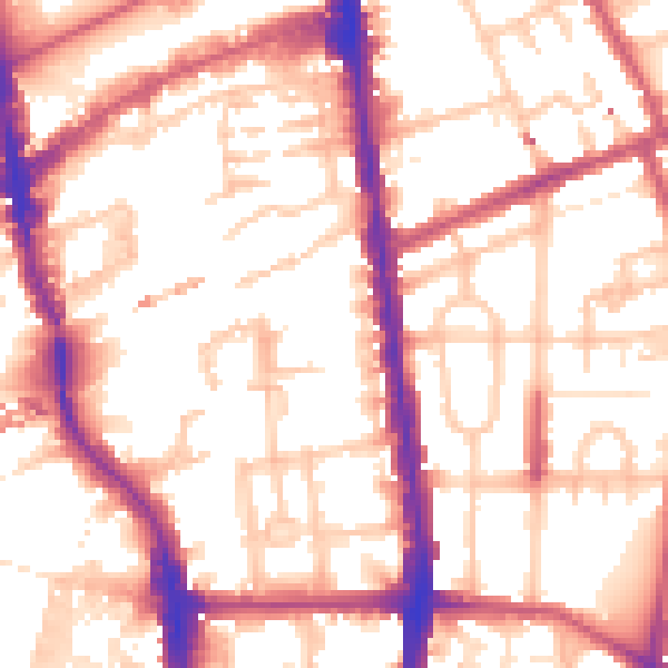 Daytime road noise heatmap for N1 0DT
