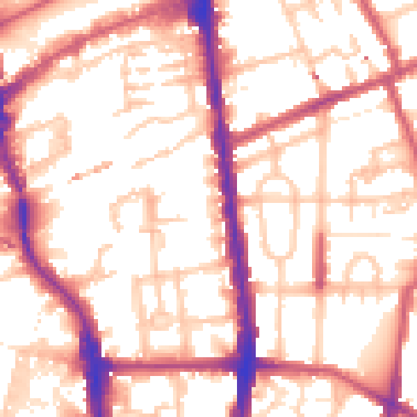 Daytime road noise heatmap for N1 0DX