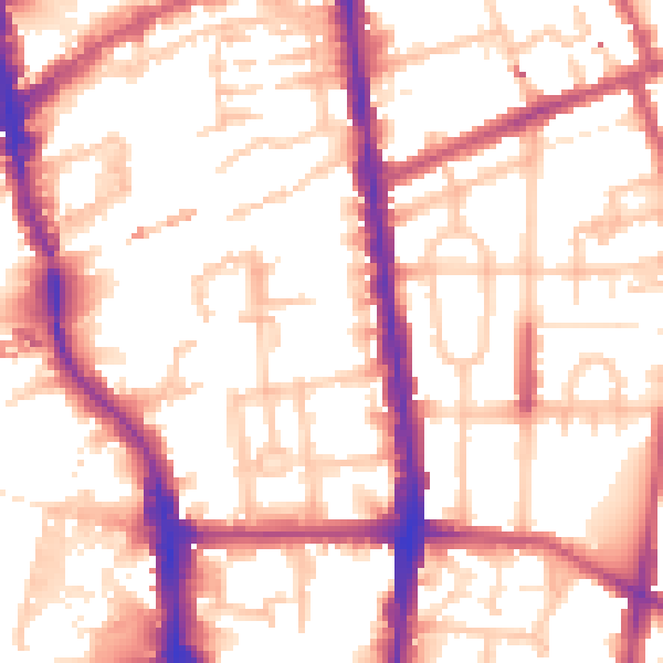 Daytime road noise heatmap for N1 0DY