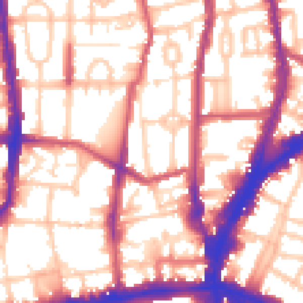Daytime road noise heatmap for N1 0EB