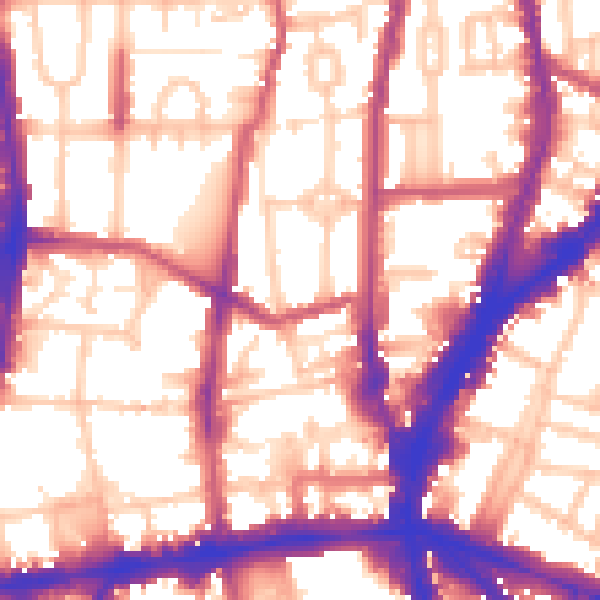 Daytime road noise heatmap for N1 0ED