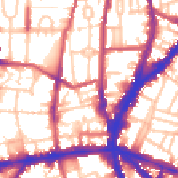 Daytime road noise heatmap for N1 0EG