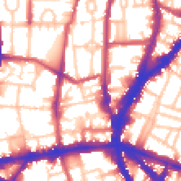 Daytime road noise heatmap for N1 0EY