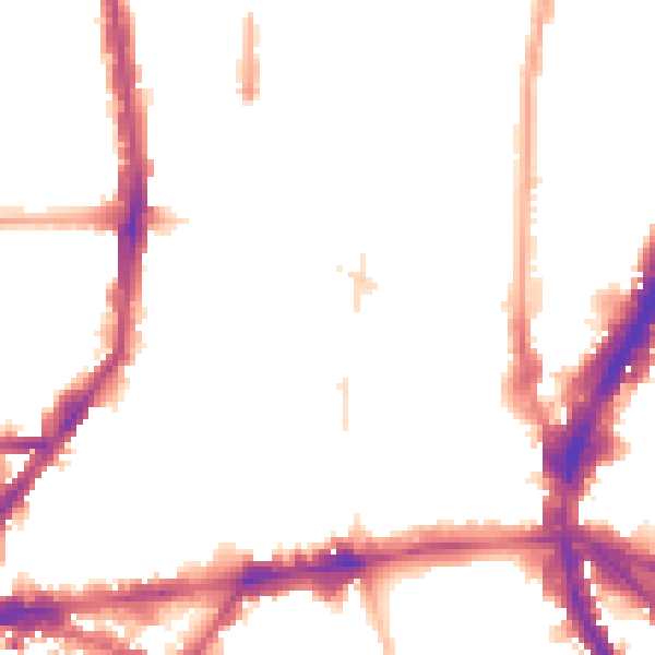Night-time road noise heatmap for N1 0HE