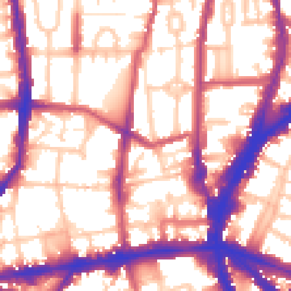 Daytime road noise heatmap for N1 0JB