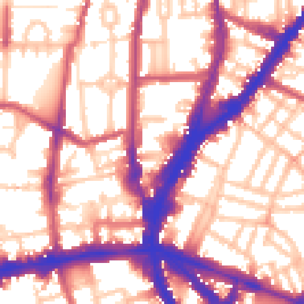 Daytime road noise heatmap for N1 0QA