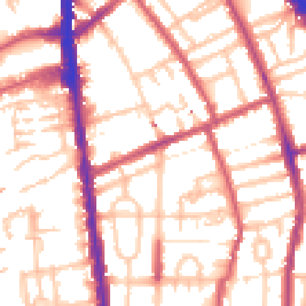 Daytime road noise heatmap for N1 1AF