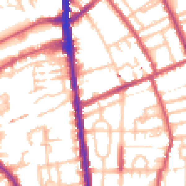 Daytime road noise heatmap for N1 1DH