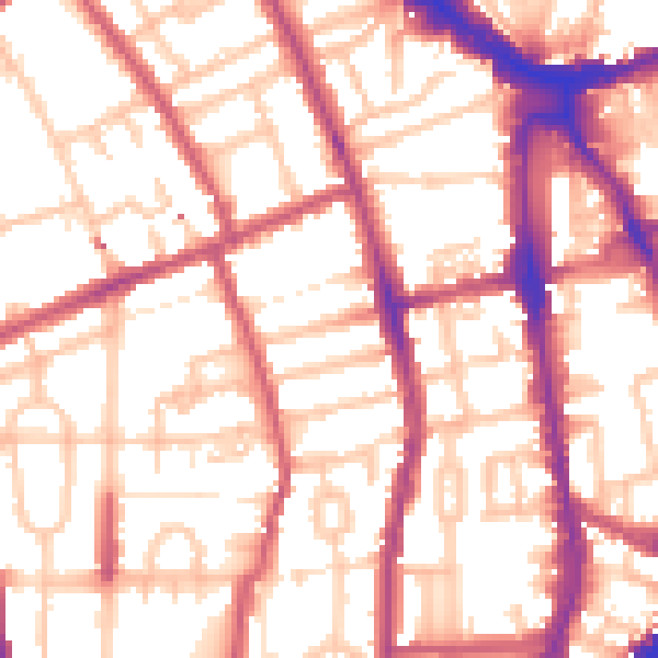 Daytime road noise heatmap for N1 1HB