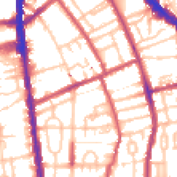 Daytime road noise heatmap for N1 1PE