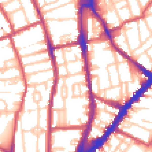 Daytime road noise heatmap for N1 1PW