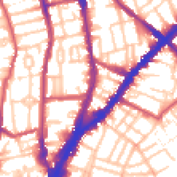 Daytime road noise heatmap for N1 1QN