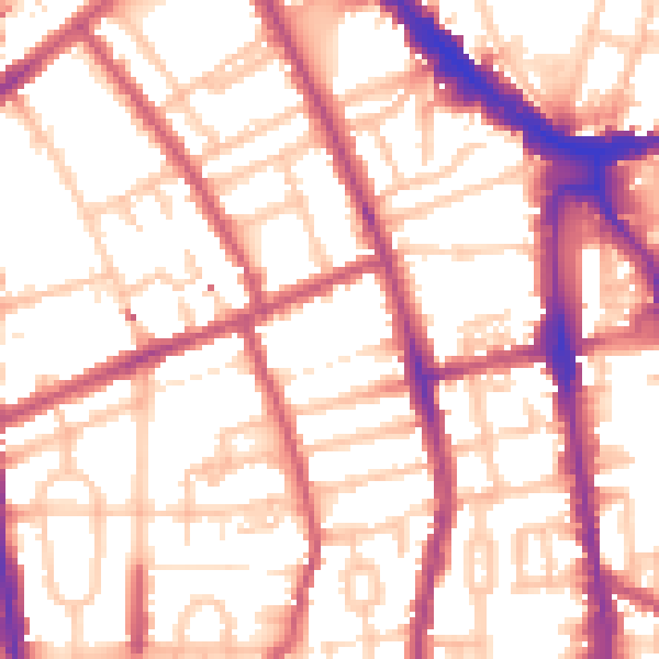 Daytime road noise heatmap for N1 1QT