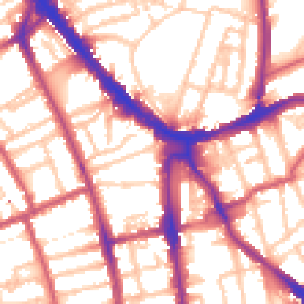 Daytime road noise heatmap for N1 1SE