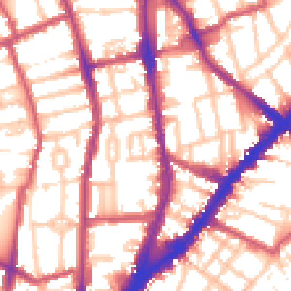 Daytime road noise heatmap for N1 1TE