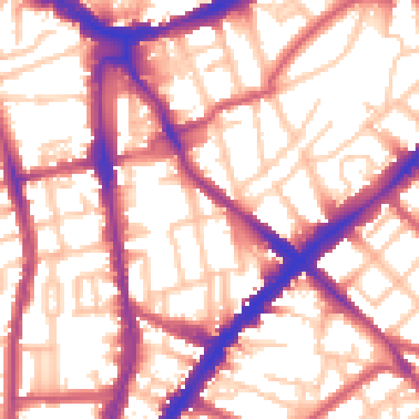 Daytime road noise heatmap for N1 2AB