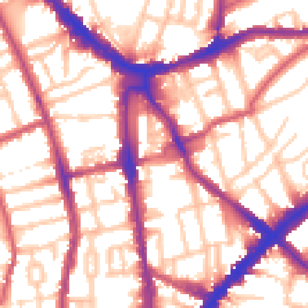 Daytime road noise heatmap for N1 2AP