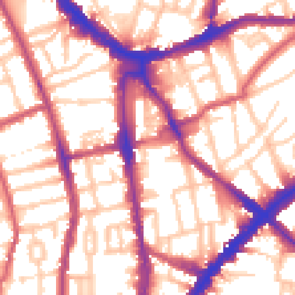 Daytime road noise heatmap for N1 2AS