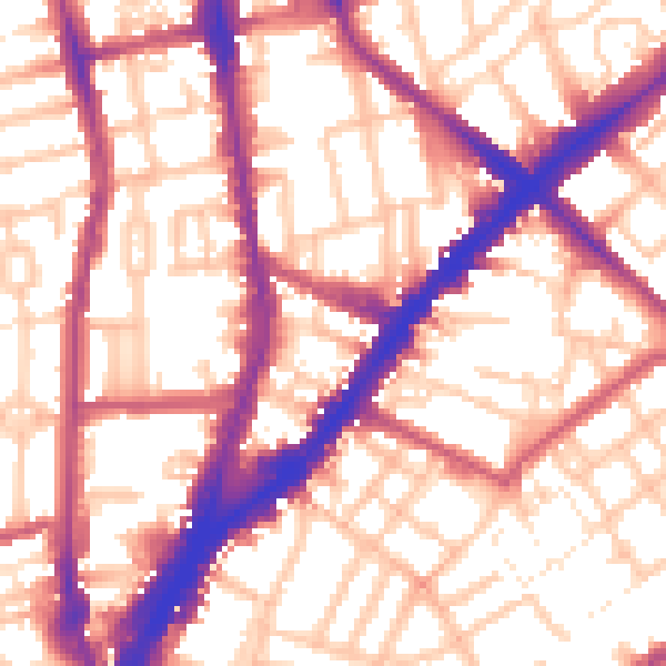 Daytime road noise heatmap for N1 2BN