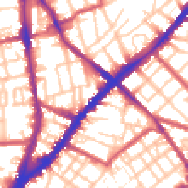 Daytime road noise heatmap for N1 2DA