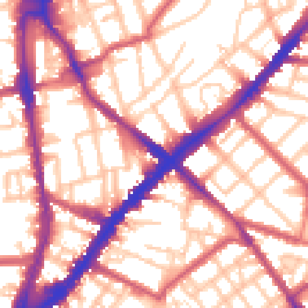 Daytime road noise heatmap for N1 2DF