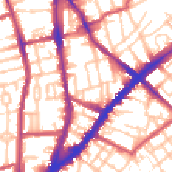 Daytime road noise heatmap for N1 2DZ