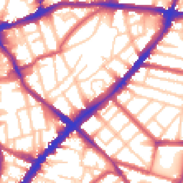 Daytime road noise heatmap for N1 2FB