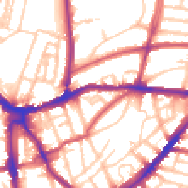 Daytime road noise heatmap for N1 2JX