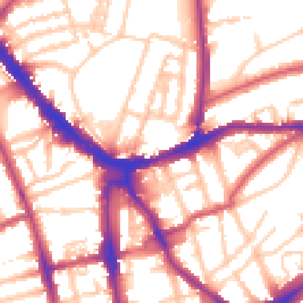 Daytime road noise heatmap for N1 2LE