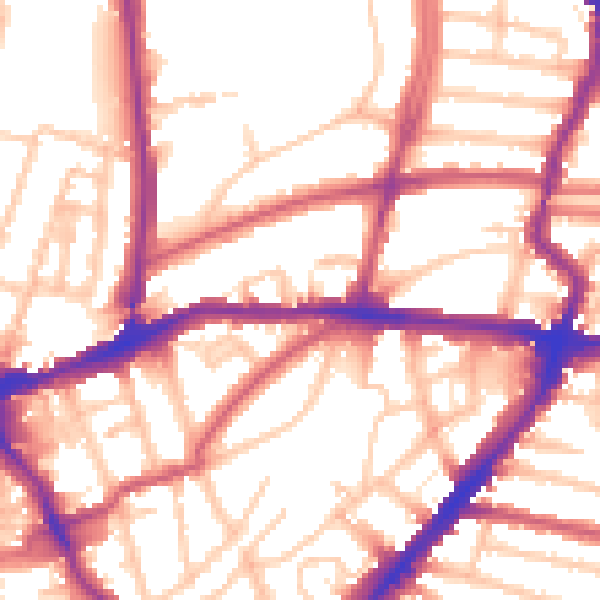 Daytime road noise heatmap for N1 2PH