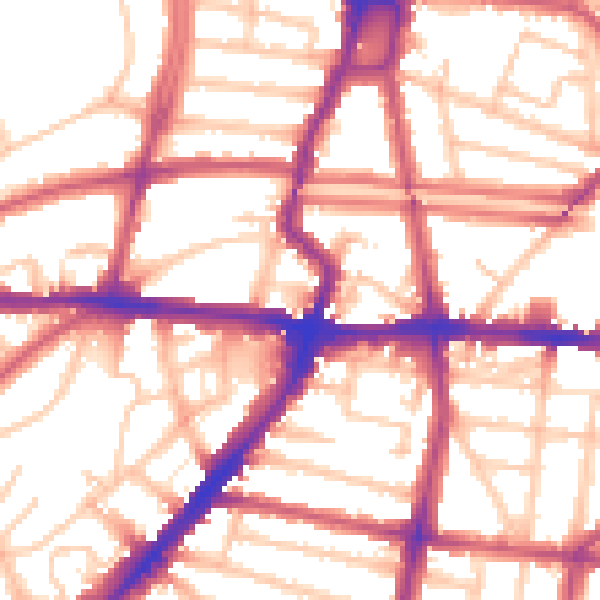 Daytime road noise heatmap for N1 2QQ