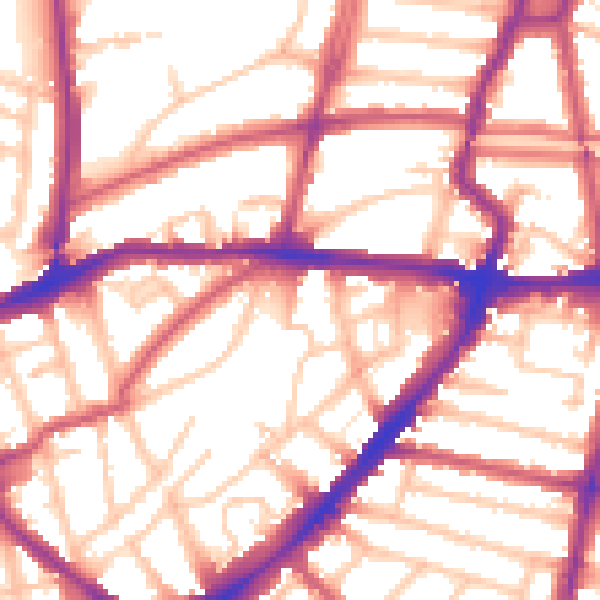 Daytime road noise heatmap for N1 2RW