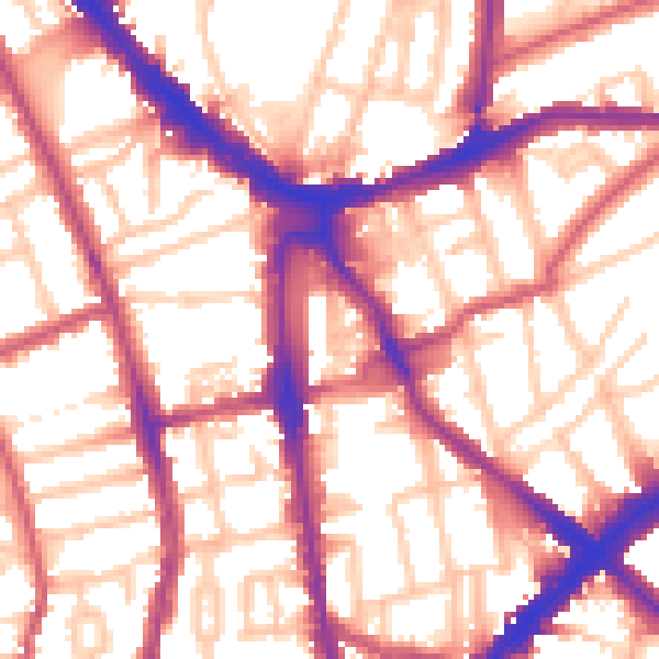 Daytime road noise heatmap for N1 2XD